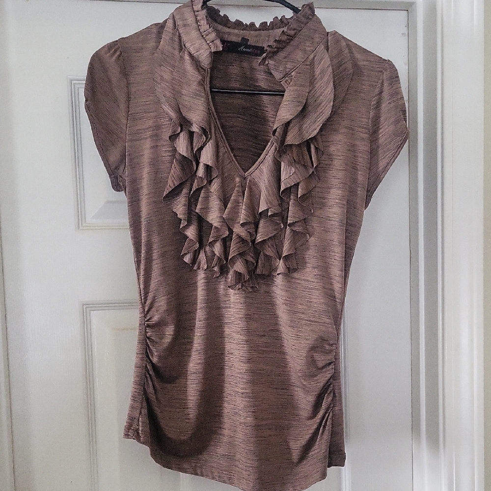 Brown Ruffled Top HeartSoul